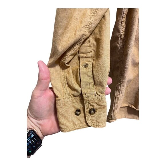 Cabelas Mens Medium Regular Tan Button-Up Shirt With Embroidered Elk Pocket - Picture 6 of 8